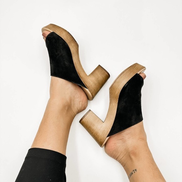 Rebels Orlanda Asymmetrical Platform Clog Black Suede - Picture 3 of 9